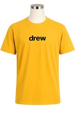 Drew House Men's Golden Yellow Logo Streetwear T-Shirt - Size M - Y2K
